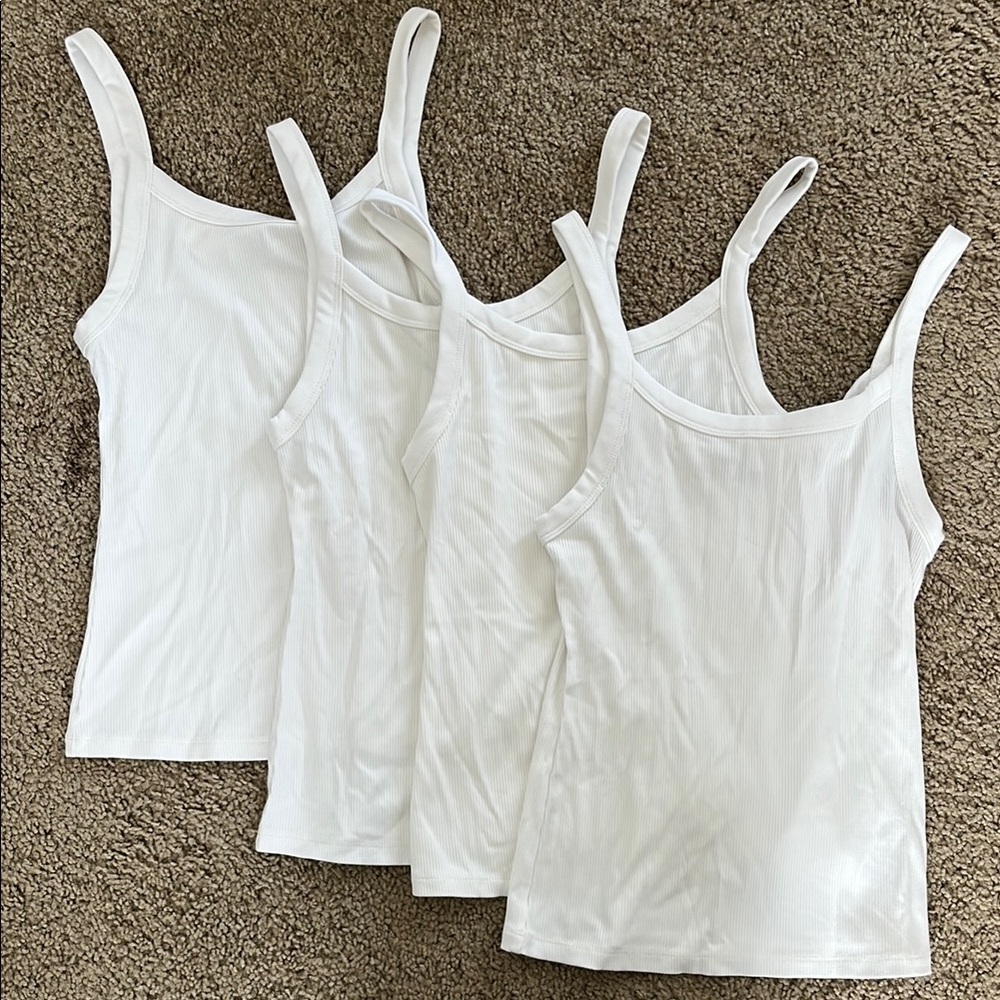 Vince White Ribbed Tank Tops(4 total), never worn